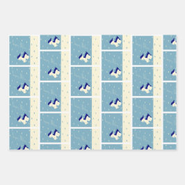 クリスマスヴィンテージスコットランド犬のパターン ラッピングペーパーシート