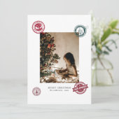 クリスマスヴィンテージスタンプ写真ホリデーカード シーズンカード (スタンド正面)