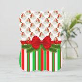 クリスマスヴィンテージストライプサンタフラットグリーティングカード カード (スタンド正面)