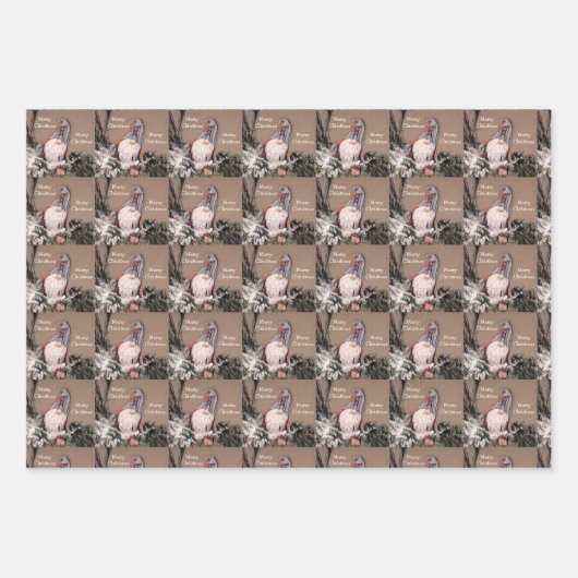 クリスマスヴィンテージセピア素朴格言パターン ラッピングペーパーシート (正面2)