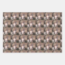 クリスマスヴィンテージセピア素朴格言パターン ラッピングペーパーシート