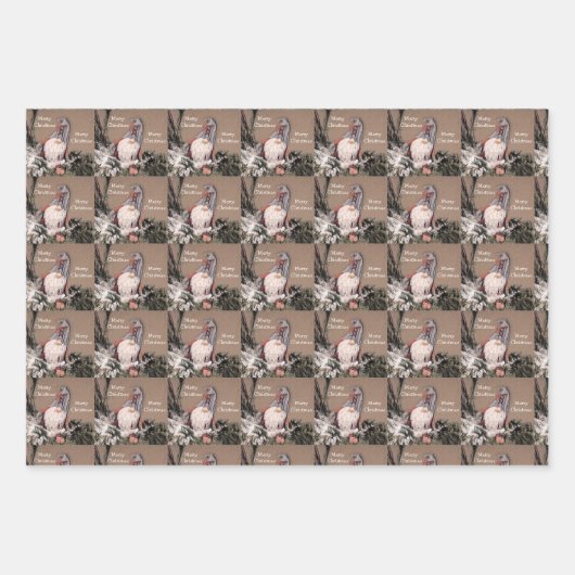 クリスマスヴィンテージセピア素朴格言パターン ラッピングペーパーシート (正面)