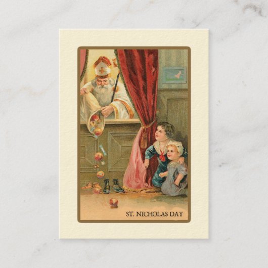 クリスマスヴィンテージセントニコラスデイ祈りの言葉カード 名刺 (正面)