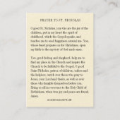 クリスマスヴィンテージセントニコラスデイ祈りの言葉カード 名刺 (裏面)