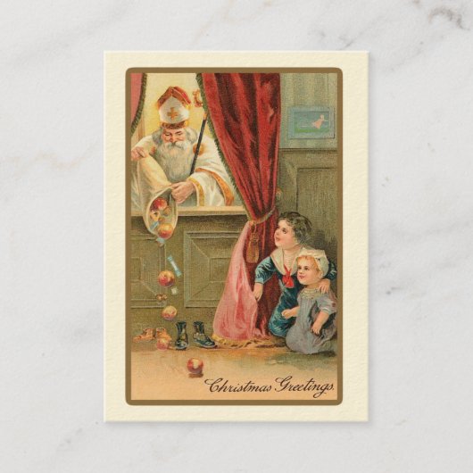クリスマスヴィンテージセントニコラス祈りの言葉カード 名刺 (正面)