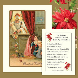 クリスマスヴィンテージセントニコラス祈りの言葉カード 名刺
