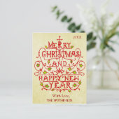 クリスマスヴィンテージタイポグラフィ シーズンポストカード (スタンド正面)