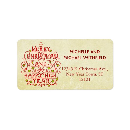 クリスマスヴィンテージタイポグラフィ ラベル (正面)
