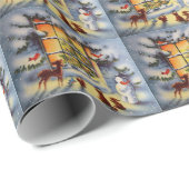 クリスマスヴィンテージタイルのシーンパーティーラップ ラッピングペーパー (ロールコーナー)