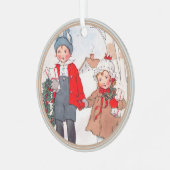 クリスマスヴィンテージチャイルズボーイガールホリデイ メタルオーナメント (正面左)
