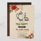 クリスマスヴィンテージティーパーティの招待状 シーズンカード (正面/裏面)