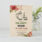 クリスマスヴィンテージティーパーティの招待状 シーズンカード (スタンド正面)