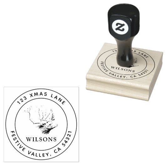 クリスマスヴィンテージディアフェスティバルホリデーアドレス ラバースタンプ (押印)