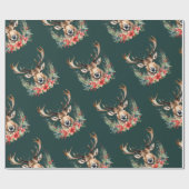 クリスマスヴィンテージトナカイ包装紙 ラッピングペーパー (フラット)