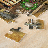 クリスマスヴィンテージトラクタートレインバーンGMCトラック ジグソーパズル (側面)