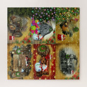 クリスマスヴィンテージトラクタートレインバーンGMCトラック ジグソーパズル (横)