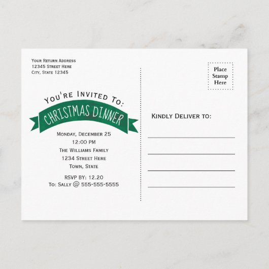 クリスマスヴィンテージトラックが日付を保存 案内ポストカード (裏面)