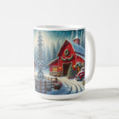 クリスマスヴィンテージトラックとレッドバーンマグ コーヒーマグカップ (正面右)