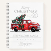 クリスマスヴィンテージトラックファミリーネームホリデーレシピ ノートブック (正面)