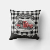 クリスマスヴィンテージトラックホワイトブラックバッファローチェック クッション (裏面)