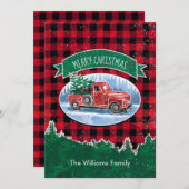 クリスマスヴィンテージトラックレッドバッファロープレイドファミリー シーズンカード (正面/裏面)