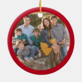 クリスマスヴィンテージトラック赤バッファロープレイド写真 セラミックオーナメント (裏面)