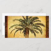 クリスマスヴィンテージトロピカルパームツリーwスノーフレーク シーズンカード (正面/裏面)