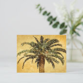 クリスマスヴィンテージトロピカルパームツリーwスノーフレーク シーズンポストカード (スタンド正面)