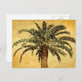 クリスマスヴィンテージトロピカルパームツリーwスノーフレーク シーズンポストカード (正面/裏面)
