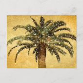 クリスマスヴィンテージトロピカルパームツリーwスノーフレーク シーズンポストカード (正面)