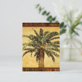 クリスマスヴィンテージトロピカルパームツリーwスノーフレーク シーズンポストカード (スタンド正面)
