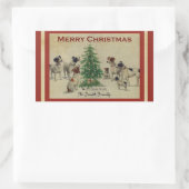 クリスマスヴィンテージドッグスクエアステッカー 長方形シール (バッグ)