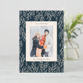 クリスマスヴィンテージネイビー緑2枚の縦写真 シーズンカード (スタンド正面)