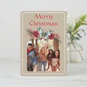 クリスマスヴィンテージバタフライポインセチア写真 シーズンカード (スタンド正面)