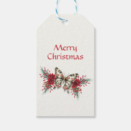 クリスマスヴィンテージバタフライポインセティアホリデイ ギフトタグ