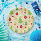 クリスマスヴィンテージパターン ペーパープレート (パーティー)