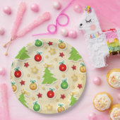 クリスマスヴィンテージパターン ペーパープレート (パーティー)