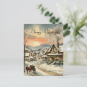 クリスマスヴィンテージビレッジハッピーホリデーズハガキ シーズンポストカード (スタンド正面)