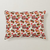 クリスマスヴィンテージファミリーハウスキャンディーケーン アクセントクッション (正面)