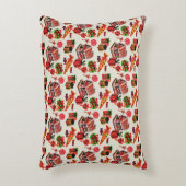 クリスマスヴィンテージファミリーハウスキャンディーケーン アクセントクッション (正面(垂直))