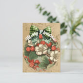 クリスマスヴィンテージフローラとベリーコラージュ ポストカード (スタンド正面)