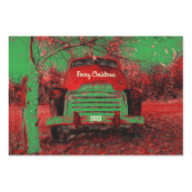 クリスマスヴィンテージブライトレッドグリーン素朴トラック