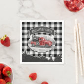 クリスマスヴィンテージブラックバッファロープレイド名 スタンダードカクテルナプキン (インサイチュ)