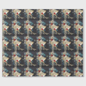 クリスマスヴィンテージブルーシルバーベル金ゴールドボウ ラッピングペーパー (フラット)