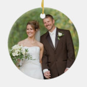 クリスマスヴィンテージブルーバードオンウッドグレイン セラミックオーナメント (裏面)