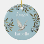 クリスマスヴィンテージベルズドーブピースオリーブ枝 セラミックオーナメント (裏面)