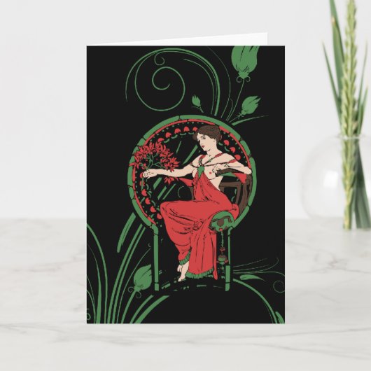 クリスマスヴィンテージミュシャアート シーズンカード (正面)