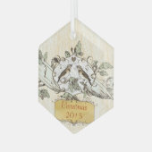 クリスマスヴィンテージラブバード ガラスオーナメント (正面左)