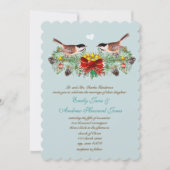 クリスマスヴィンテージラブバード《鳥》アメリカゴガラ結婚ズ 招待状 (正面)