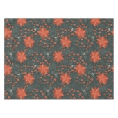 クリスマスヴィンテージレッドグリーンベリーズポインセチア テーブルクロス (正面(横))